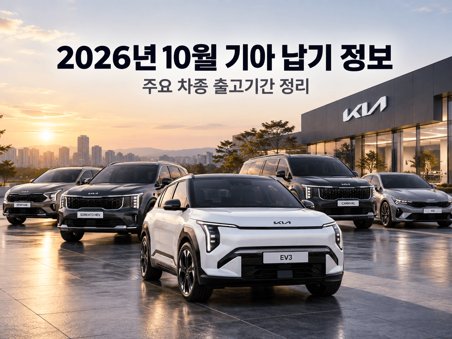 2026년 10월 기아자동차 납기표｜EV3 5개월·레이 10개월·쏘렌토 HEV 4~5주